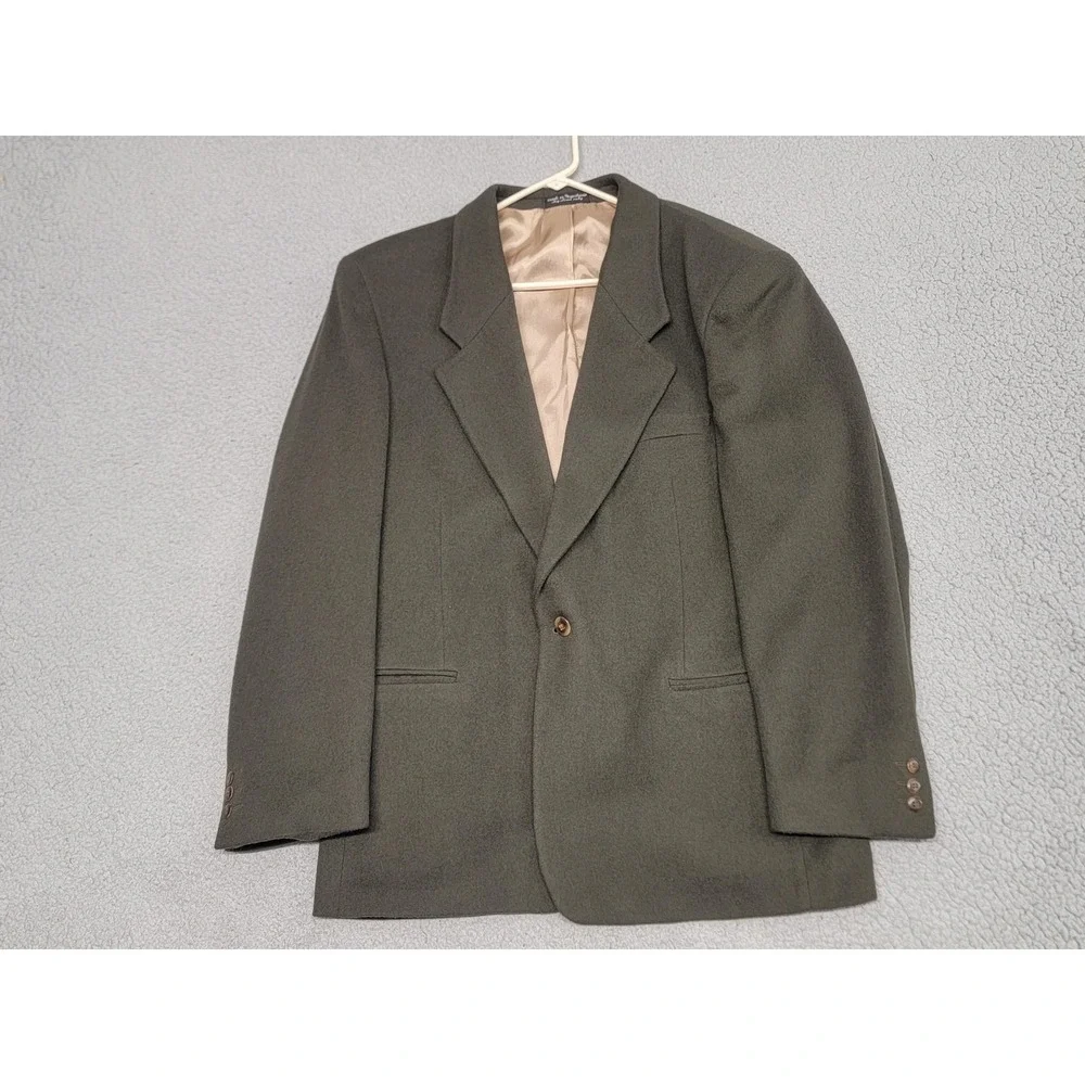 Vintage Zylos George Machado Blazer Mens 42R Green Cashmere Blend Sport Coat 80s